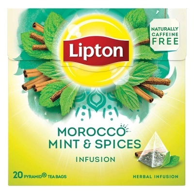 Embalagem de chá Lipton Morocco Mint & Spices com 20 saquetas