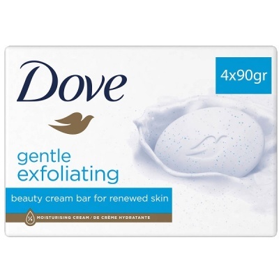 Embalagem branca de sabonete Dove gentle exfoliating 4x90gr
