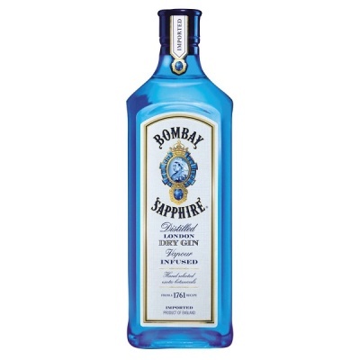 Garrafa azul de Bombay Sapphire London Dry Gin