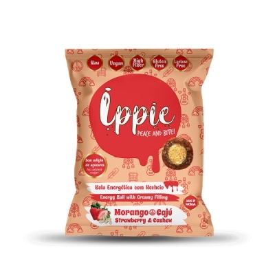 Pacote de snack Ôppie sabor Morango e Cajú