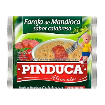 Pacote de Farofa de Mandioca sabor calabresa da Pinduca