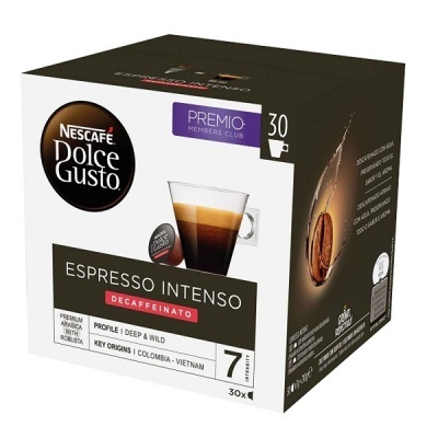 Caixa de cápsulas de café Nescafé Dolce Gusto Espresso Intenso Decaffeinato