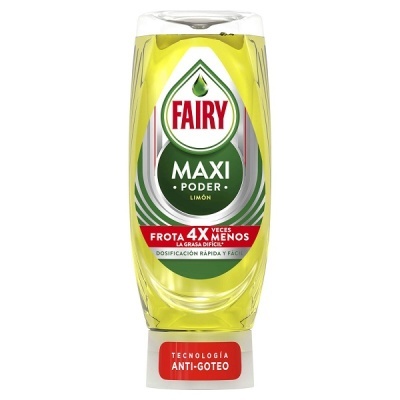 Frasco de detergente Fairy Maxi Poder Limón com tecnologia anti-goteo