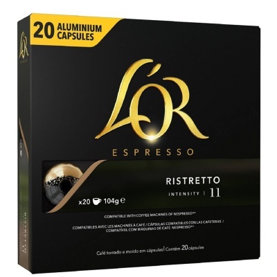 Embalagem L'OR Espresso Ristretto com 20 cápsulas de alumínio para café