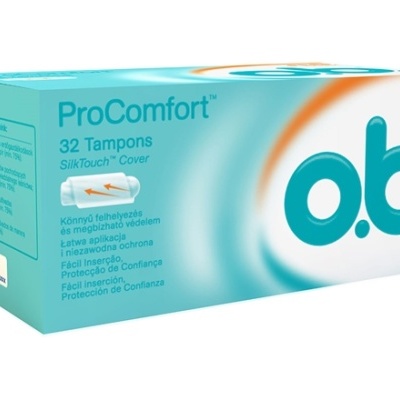 Embalagem de tampões o.b. ProComfort Super 32 unidades azul e branco