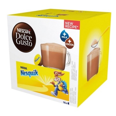 Caixa amarela Nescafé Dolce Gusto cápsulas Nesquik chocolate quente