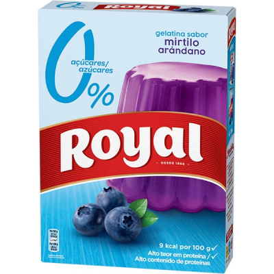 Embalagem de gelatina sabor mirtilo/arândano Royal