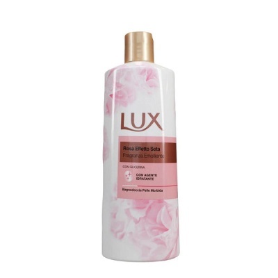 Frasco de gel de banho Lux Rosa Effetto Seta com padrão floral e tampa dourada