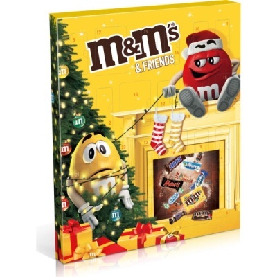 Caixa de calendário do advento M&M's & Friends com personagens e decoração natalícia
