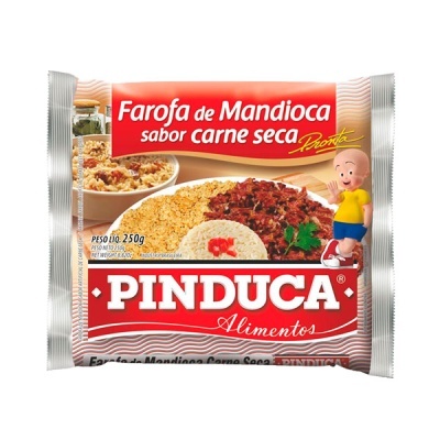 Pacote de Farofa de Mandioca Pinduca sabor carne seca 250g