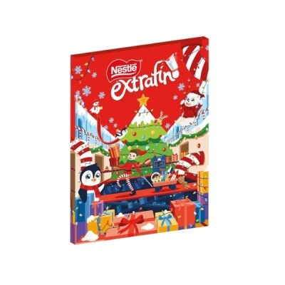 Calendário de advento Nestlé extrafino com desenho natalício colorido