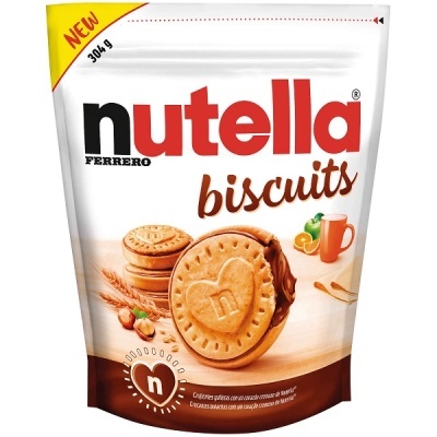 Embalagem de biscoitos Nutella Ferrero 304g com biscoitos recheados