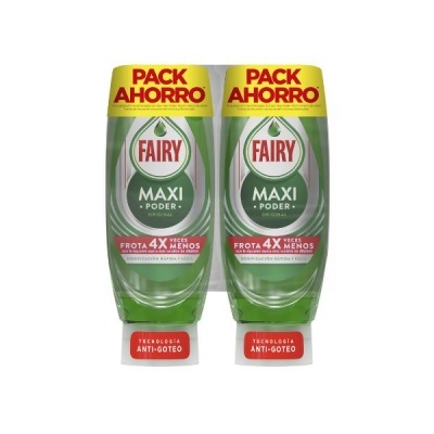 Pack duplo de detergente líquido para louça Fairy Maxi Poder original em garrafas verdes
