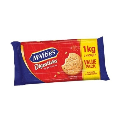 Pacote de biscoitos McVitie's Digestives Original 1 kg