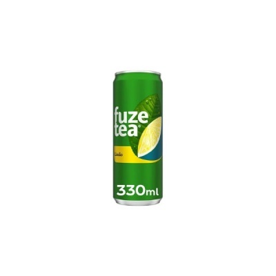 Lata de chá Fuze Tea limão 330ml verde e amarelo