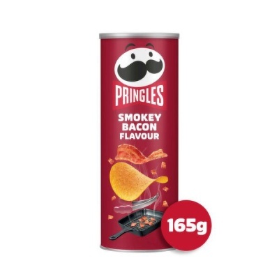 Lata vermelha de Pringles sabor Smokey Bacon