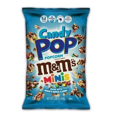 Pacote azul de pipocas Candy Pop com chocolate M&M's Minis