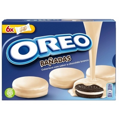 Embalagem de biscoitos OREO banhados em chocolate branco com 6 unidades