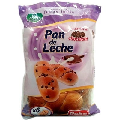 Pacote de pão de leite com gotas de chocolate Dulca
