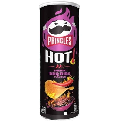 Embalagem cilíndrica de batatas Pringles sabor BBQ picante