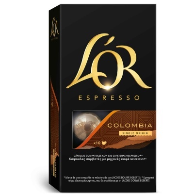 Embalagem preta de cápsulas de café L'OR Espresso Colombia