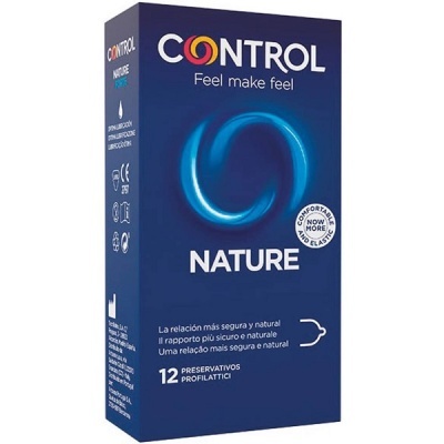 Caixa azul de preservativos CONTROL NATURE com selo de conforto