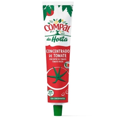 Tubo de concentrado de tomate Compal da Horta com tampa verde