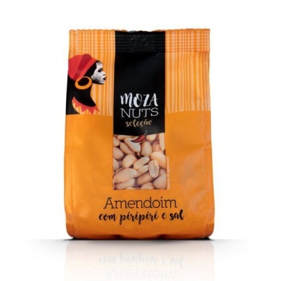 Pacote alaranjado de amendoim com piripiri e sal MOZA NUTS seleção