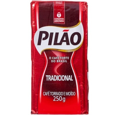 Pacote vermelho de café Pilão Tradicional 250g
