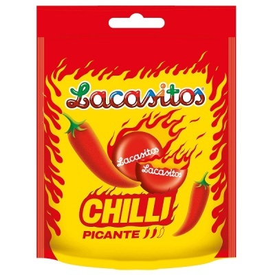 Embalagem colorida Lacasitos Chilli Picante com pimentos e chocolate
