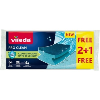 Pacote de esponjas azuis Vileda Pro Clean com oferta 2+1 grátis