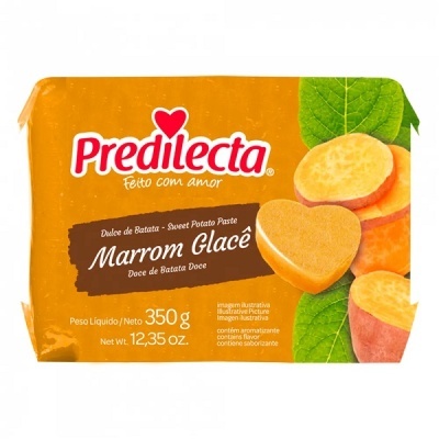 Embalagem laranja de doce de batata doce Predilecta Marrom Glacé com 350 g