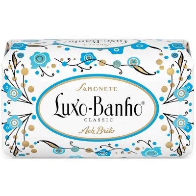 Sabonete Luxo-Banho Classic Ach Brito com embalagem floral azul e dourada