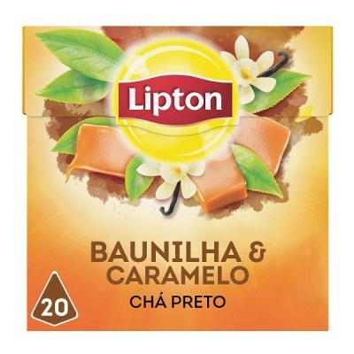 Caixa de chá Lipton baunilha e caramelo com 20 saquetas