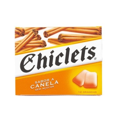 Embalagem de Chiclets sabor a canela com 12 pastilhas