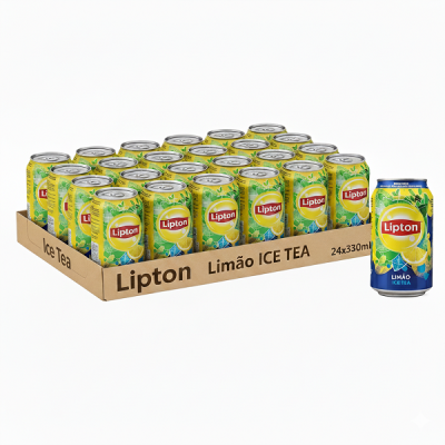 Conjunto de latas de Lipton Limão Ice Tea numa caixa de cartão
