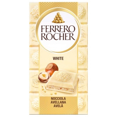 Embalagem de chocolate Ferrero Rocher White com avelãs e chocolate branco