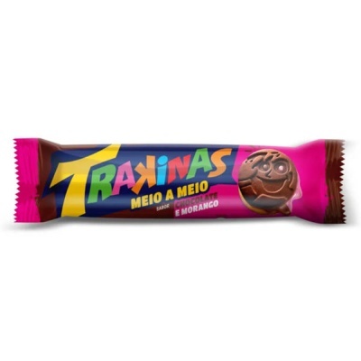 Barra de chocolate Tripas Traxinas Meio a Meio sabor morango