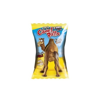 Pacote colorido de pastilhas Chiclete Camel Balls com desenho de camelo