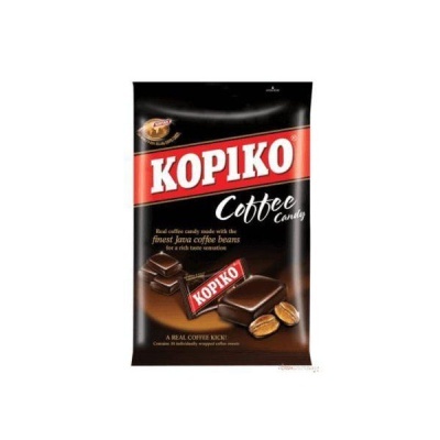 Pacote KOPIKO Coffee Candy, doce de café, preto e vermelho, imagens de caramelos e grãos de café