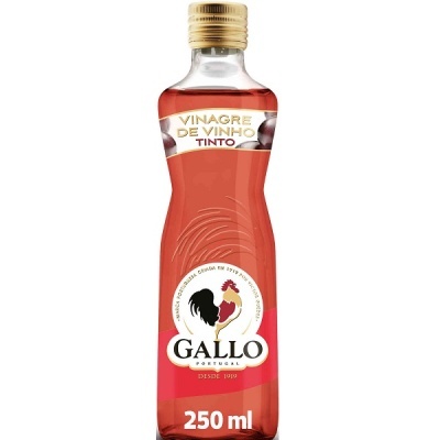 Garrafa de vinagre de vinho tinto GALLO de 250 ml com tampa dourada