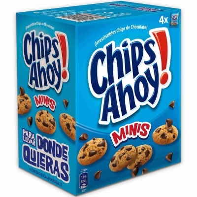 Caixa azul de bolachas Chips Ahoy! Minis com pedaços de chocolate