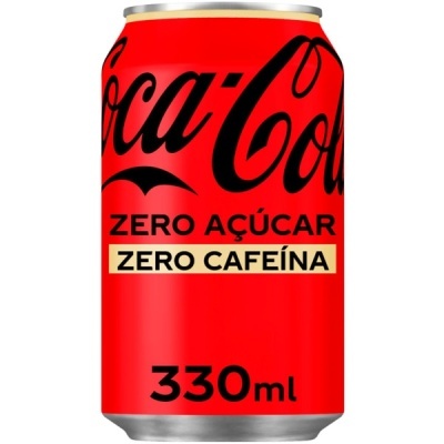 Lata vermelha de Coca-Cola zero açúcar e zero cafeína com capacidade de 330 ml