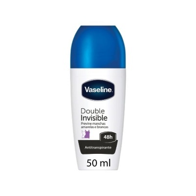 Desodorizante Vaseline Double Invisible 50 ml com tampa azul e corpo branco