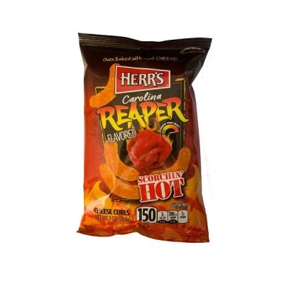 Pacote de batatas fritas de queijo picantes Herr's Carolina Reaper