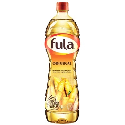 Garrafa de óleo Fula original 1 litro com rótulo amarelo e vermelho