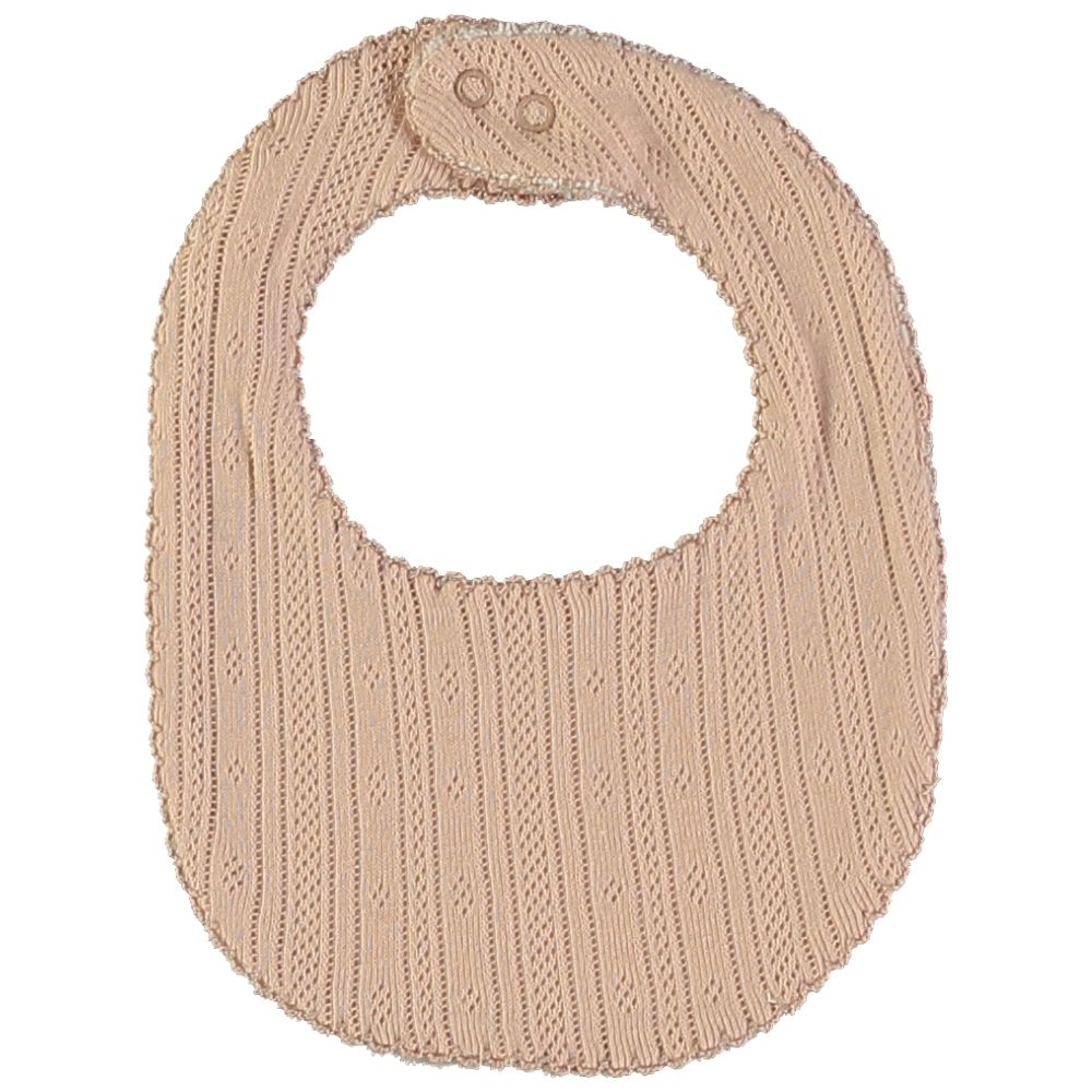 Babete bege tricotado bebé com fecho de botões