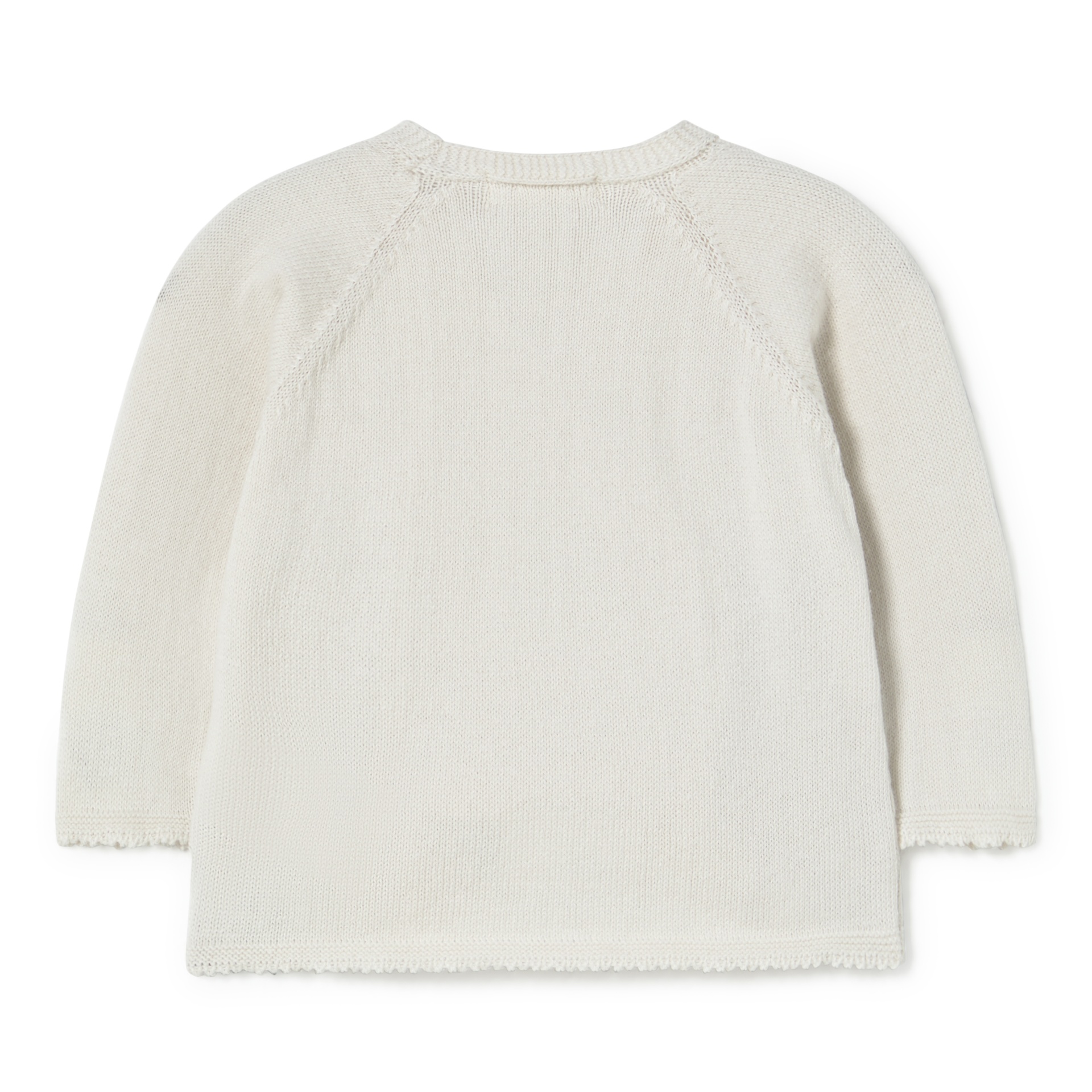Camisola branca de malha com decote redondo e mangas compridas