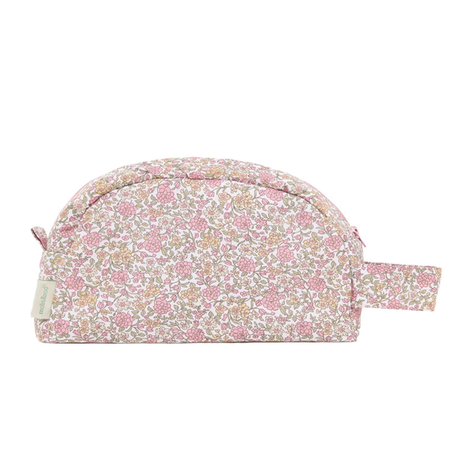 Necessaire com padrão floral rosa e creme