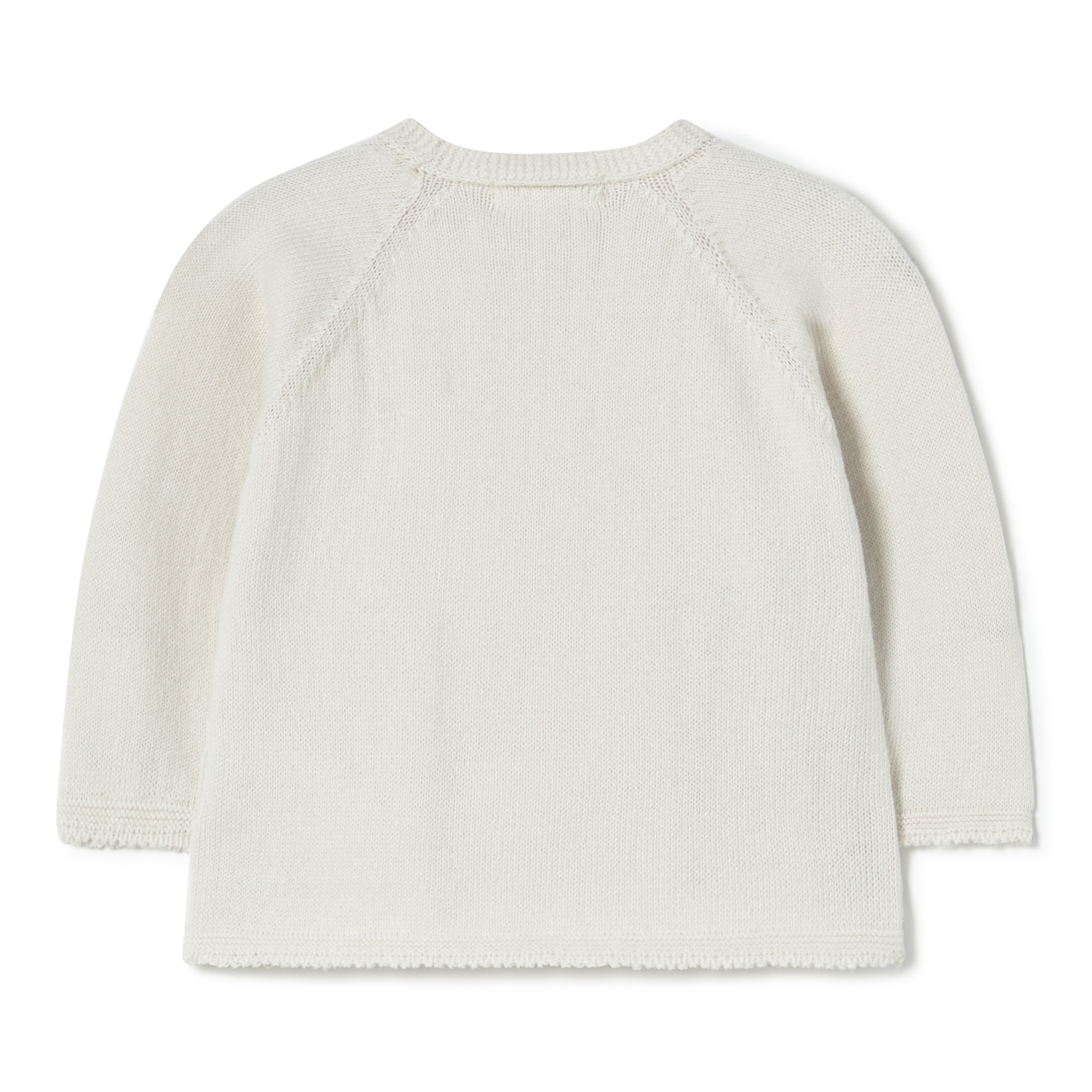 Camisola de malha branca com manga comprida vista de costas